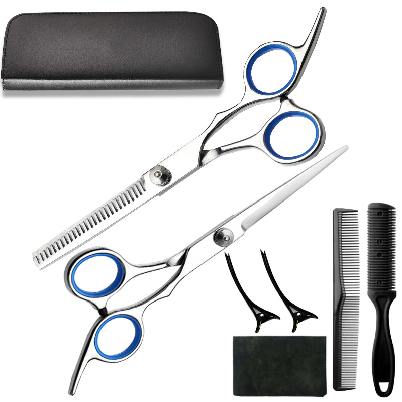 Juego de tijeras de peluquería de acero inoxidable para peluqueros, tijeras planas para adelgazar, tijeras de peluquería domésticas, tijeras de peluquería afiladas
