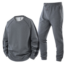 新款春秋季运动套装男士透气纯棉宽松加肥加大码休闲圆领卫衣纯棉
