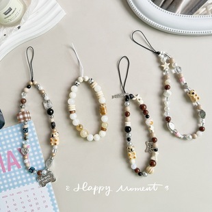 Creative Ceramic Fishbone Metal Accessories Mobile Phone Lanyard Crystal Stone Mobile Phone Chain Anti-Lost Ccd Chain Decorative Hanging