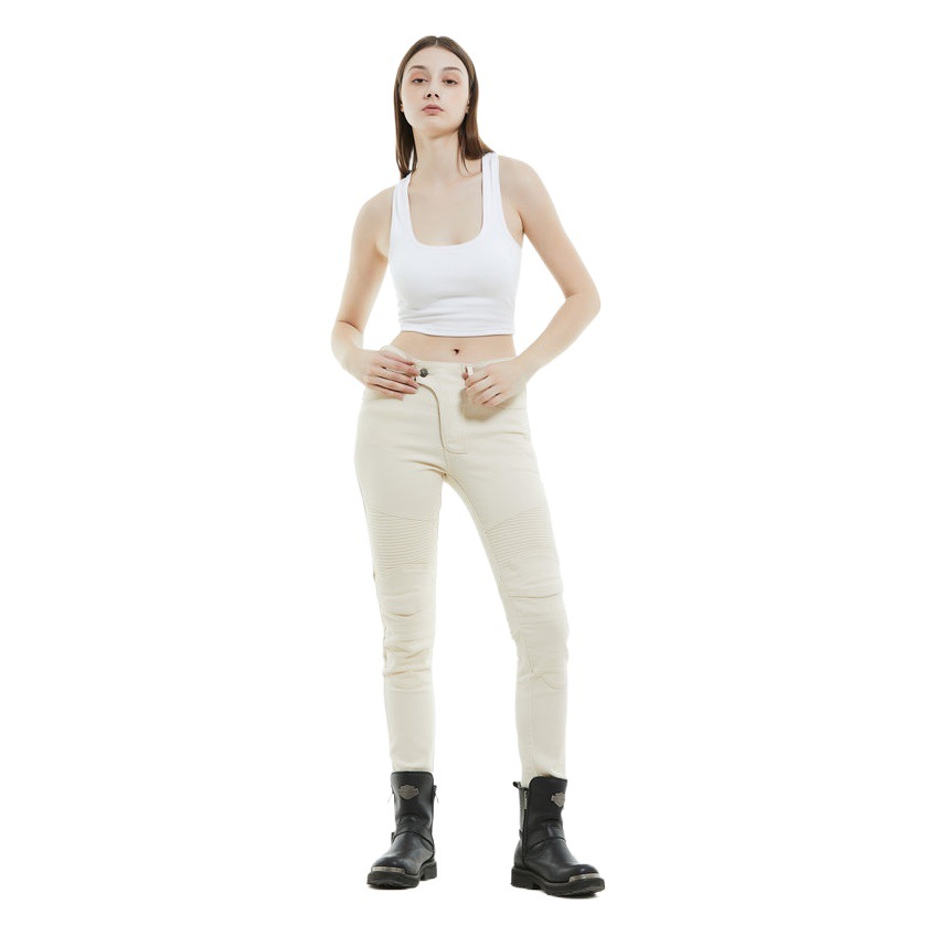 VOLERO motocicleta jeans de las mujeres Caballero vintage beige casual ciclismo pantalones estiramiento a prueba de agua pantalones de coche