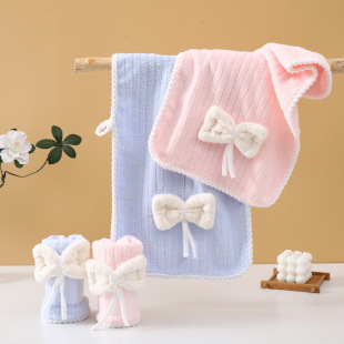 Coral Velvet Towel, Soft and Absorbent, with Bow Tie, Suitable as a Gift for Full Moon Celebrations, Company Annual Meetings, and as a Quick-Drying Absorbent Souvenir