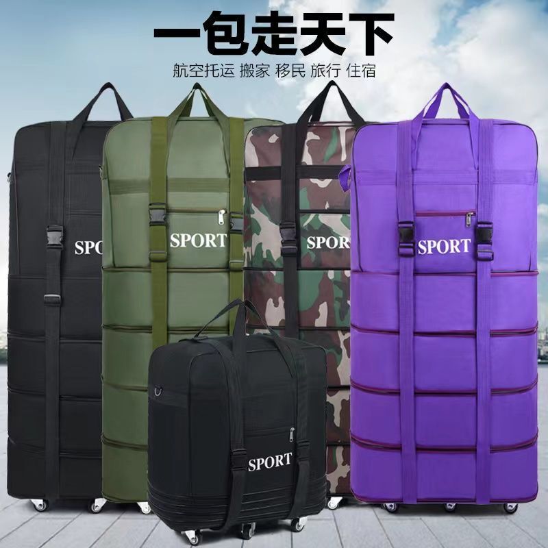 Free Lock 158 Air Checked Bag Large Capacity Travel Bag Air Travel Suitcase Universal Wheel Moving Foldableing Luggage Bag