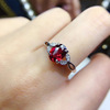 Ruby tourmaline one size ring, fashionable jewelry, accessory, internet celebrity, simple and elegant design