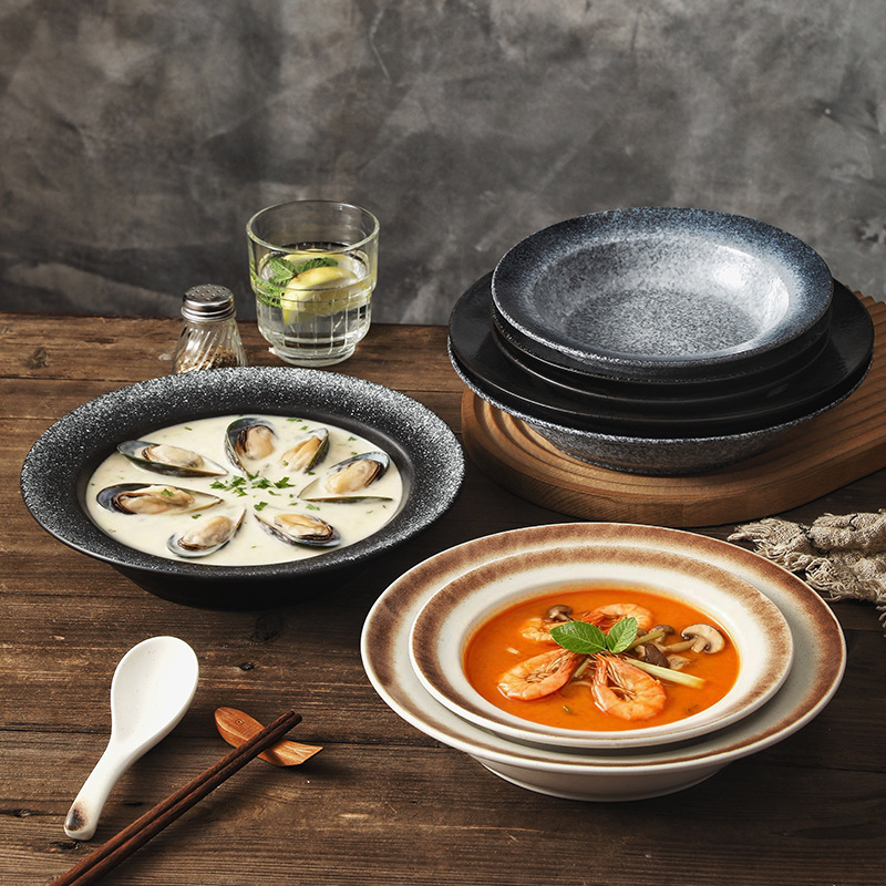 Pasta Plate Creative Straw Hat Plate Thick Soup Straw Hat Bowl Pasta Plate Home Western Food Plate Deep Plate Japanese Tableware