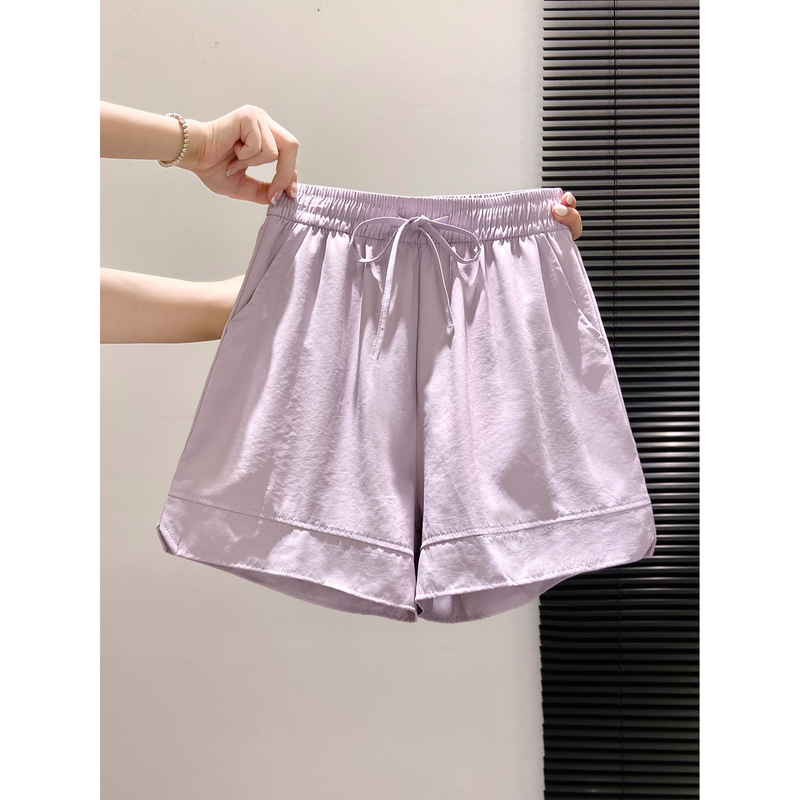 Ice Silk Thin Wide-Leg Yamamoto Shorts for Women, New Summer Loose Casual Hip-Covering Slimming High-Waisted Five-Point Sports Shorts