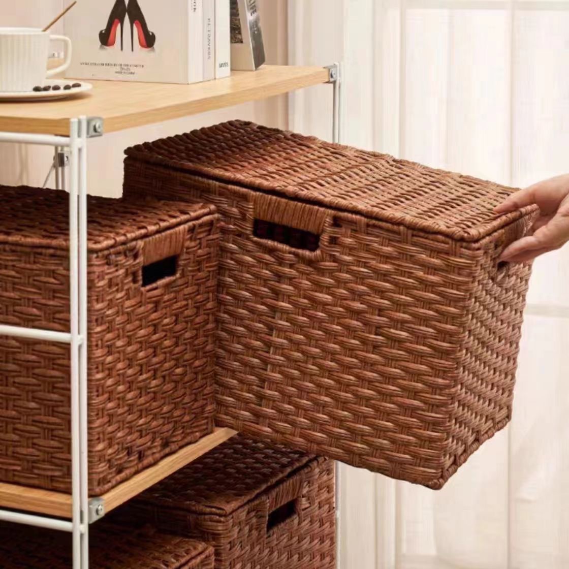 大容量手編み収納ボックスセット寝室車スナックおもちゃ家庭用整理収納収納バスケット洗える
