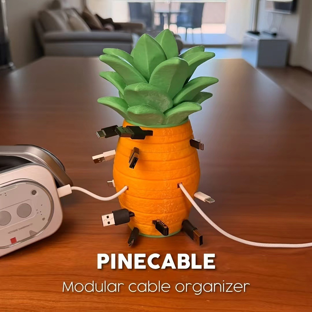 Modular Cable Organizer 跨境新品3D打印菠萝造型数据线收纳器