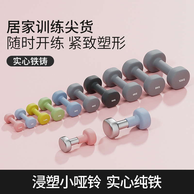 Plastic Dumbbells Women's Fitness Home Boys Teenagers Primary School Children Solid Cast Pure Iron Mini Dumbbells