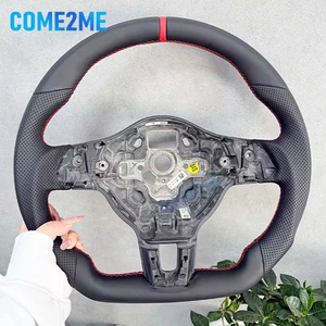 Suitable for Volkswagen Golf 6 MK6 GTI R Rline red line leather perforated flat-bottom sports steering wheel