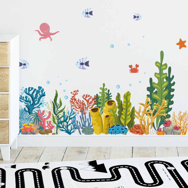 New Watercolor Submarine Coral Fish Wall Stickers display picture 6