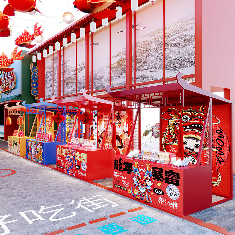 国风摆摊展示架可移动网红摊位架户外棚架铁艺地摊花车夜市小吃摊