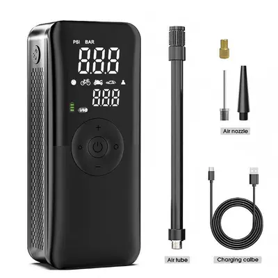Portable handheld car inflator bicycle tire ball mountain bike swimming ring ski ring pump (Hava nasosu) - p013-5200ahm-19-cylinder-black