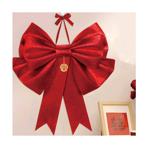Internet celebrity bow happy word set curtain straps wedding preparation decoration wedding room layout wedding supplies large brand new room