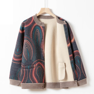 Middle-aged and elderly women's winter clothes, Grandma's coat, mom's autumn and winter new warm clothes, old lady's clothes, fleece-lined thickened