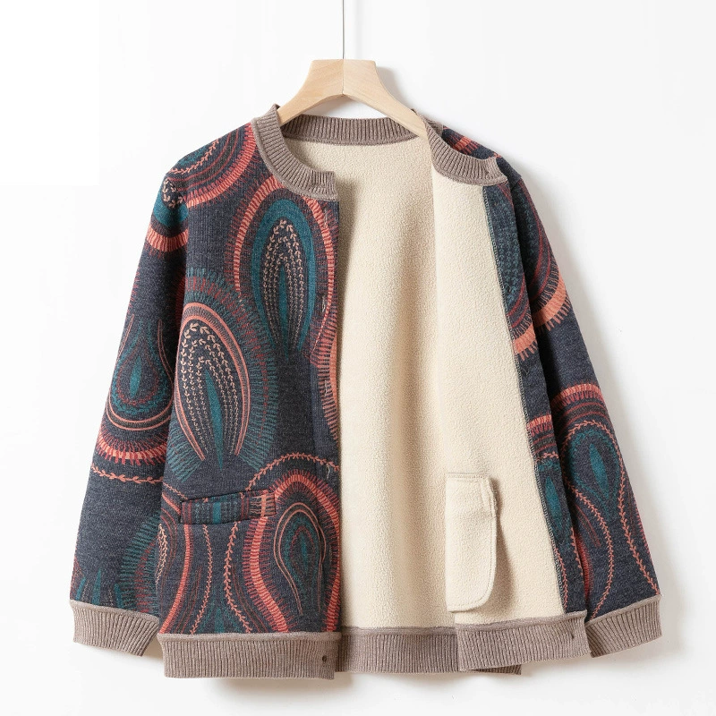 Женская зимняя одежда среднего и пожилого возраста, бабушкиное пальто, новая теплая одежда для мам на осень и зиму, одежда для пожилых дам, утолщенная на флисовой подкладке