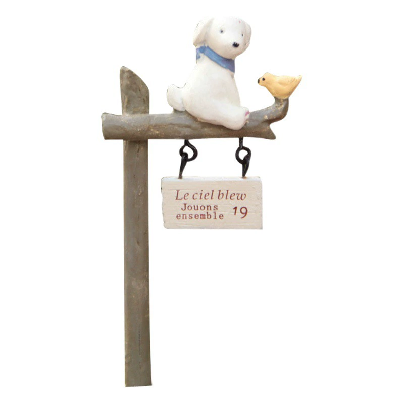 Мультяшная смола с цветочной иглой щенок забор мох мясистый микропейзаж ландшафтный дизайн реквизит украшения маленькие украшения