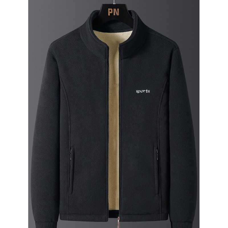 Otoño y invierno chaqueta de hombre coreano más terciopelo grueso calentamiento chaqueta de terciopelo de mediana edad de cuello vertical chaqueta casual de terciopelo