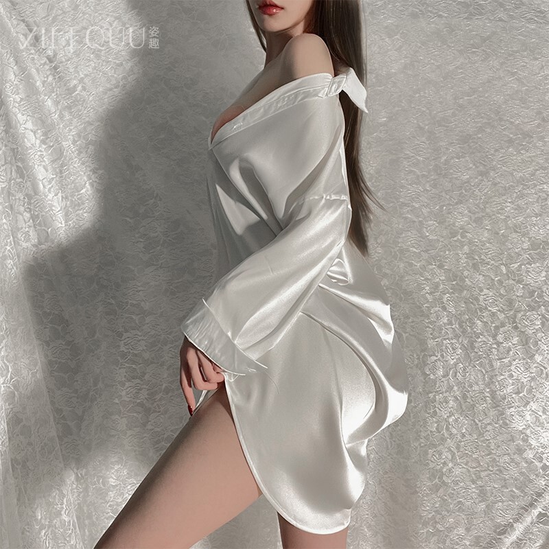 Ziqu boyfriend style shirt sexy loose plus size sexy lingerie pure desire temptation nightdress home wear suit 6161