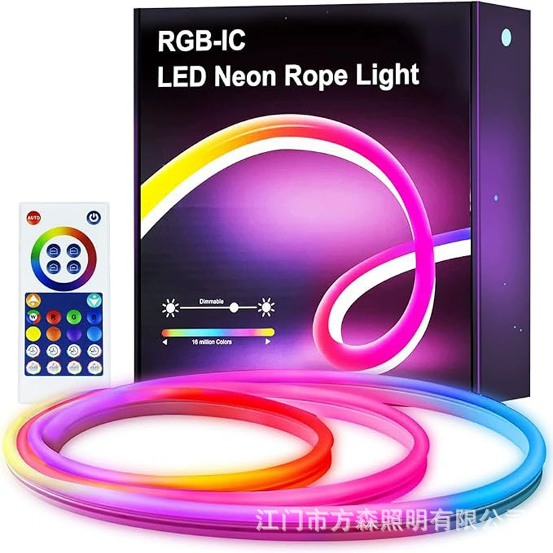 RGB неоновая лента LED гибкая силиконовая, комплект с 24-кнопочным пультом, мини Bluetooth, управление через приложение
