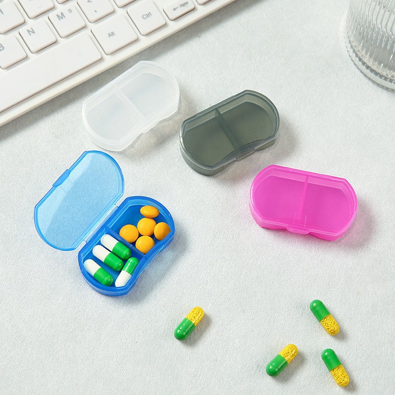 Mini Portable Medicine Box 2-Compartment Small Medicine Box Manufacturer Plastic Packaging Storage Box Dust-Proof Storage Box Wholesale