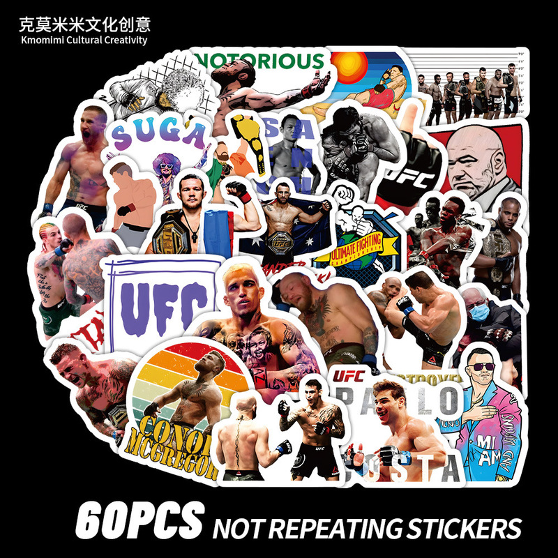 Cross-Border 60 Stickers Ufc Boxing Graffiti Stickers Suitcase Notebook iPad Helmet Handbook Material Stickers Wholesale