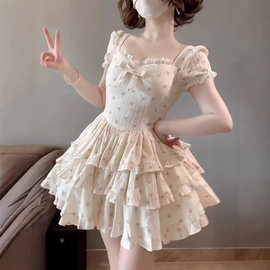 日系少女多巴胺甜妹穿搭粉色少女连衣裙蓬蓬短裙公主裙夏日穿搭