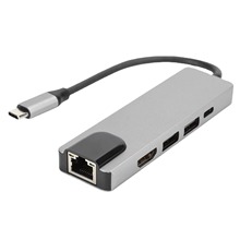 跨境 type-c扩展坞五合一带网卡usb-c hub3.0 笔记本电脑 拓展坞