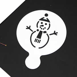 跨境创意雪人咖啡撒粉不锈钢花式蛋糕拉花图案模咖啡图案 拉花模