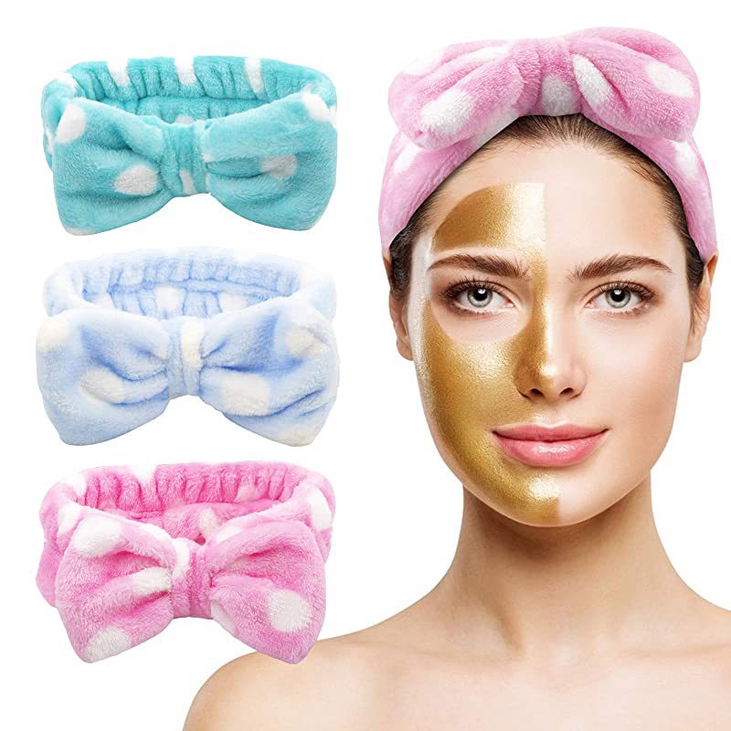 Europa y América Amazon lindo lunares de terciopelo coral arco banda de pelo femenino lavado de cara diadema maquillaje deportes accesorios para el cabello al por mayor