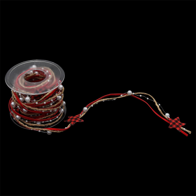 Cruz-frontera nueva Navidad Rojo Negro Plaid estrella de cinco puntas decoración con la decoración del árbol de Navidad DIY regalo correa a cuadros blanco y negro