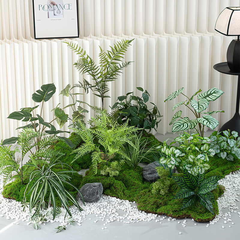 Green Artificial Moss Green Plant Landscaping Decorative Floor Flower Hotel Courtyard Staircase Micro Landscape Atmosphere Floor-Standing Artificial Flowers