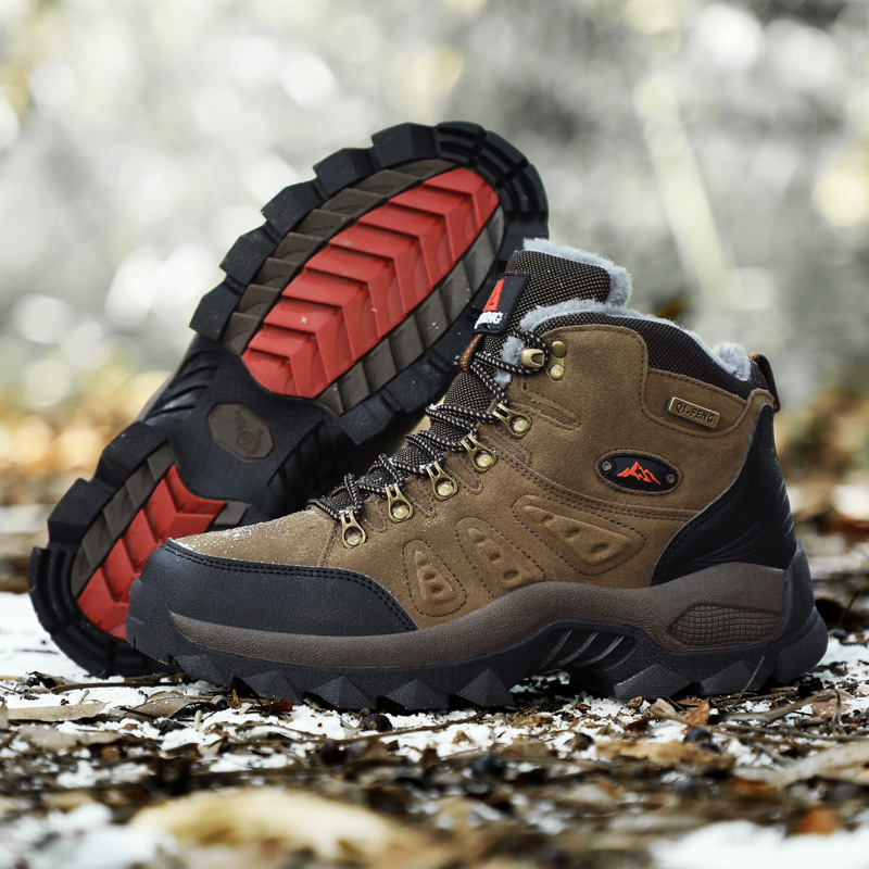 Cross-Border Outdoor Sports New Style Non-Slip Warm Hiking Shoes with Added Velvet and Thickening for Cross-Country Hiking and Mountain Climbing, Large Size Hiking Shoes