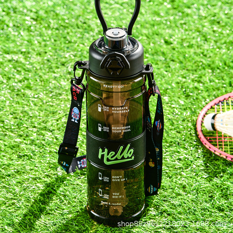 Amazon Shake2024 nuevo HELLO doble bebida taza portátil de plástico hervidor deportivo masculino verano al aire libre