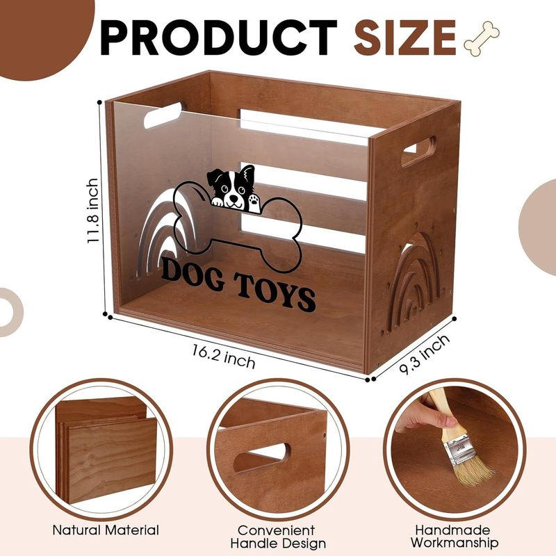 木製犬のおもちゃ収納ボックス大型犬のおもちゃ収納オーガナイザーアクリルペット収納ボックス|undefined