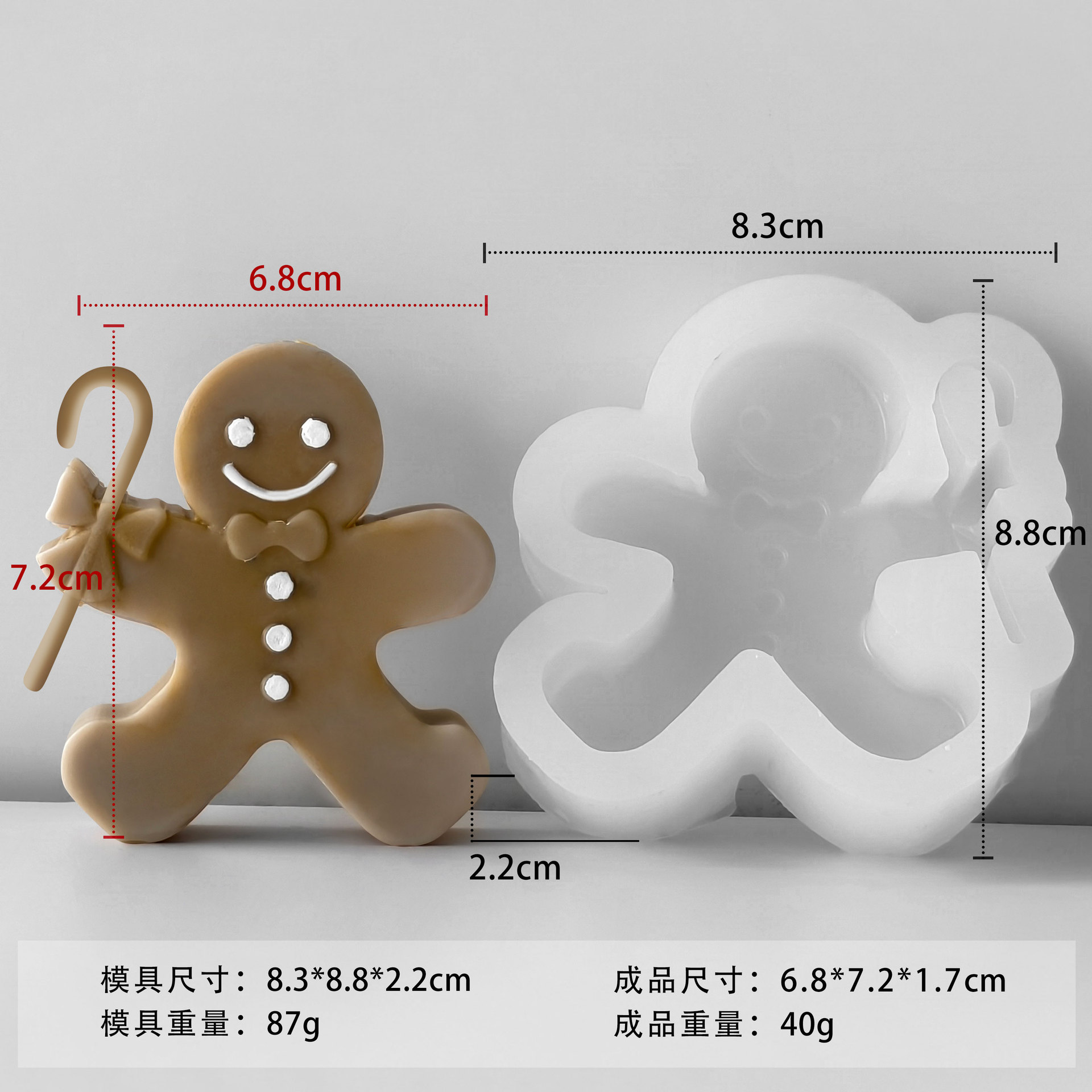 Jiahuimei Pancake Man molde de silicona para hornear galletas de Navidad DIY Pancake Man jabón hecho a mano velas decoraciones
