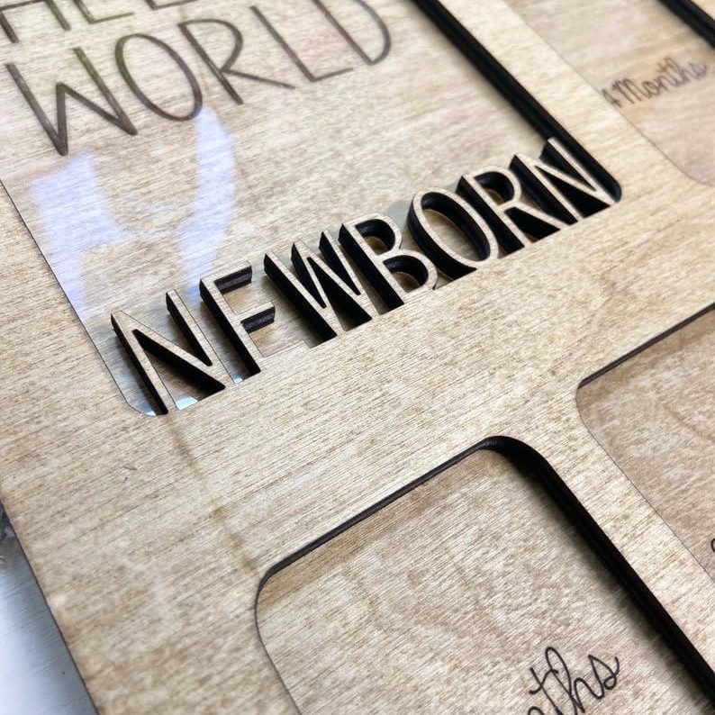 Amazon venta caliente bebé de 12 meses hito marco de fotos transfronterizo de madera de un año de edad foto muestra marco de fotos personalizado