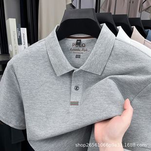 High-Quality Lapel Young and Middle-Aged Clothing Export Trendy Brand Embroidered 100% Cotton No-Iron Polo Shirt Men's Short-Sleeved Top