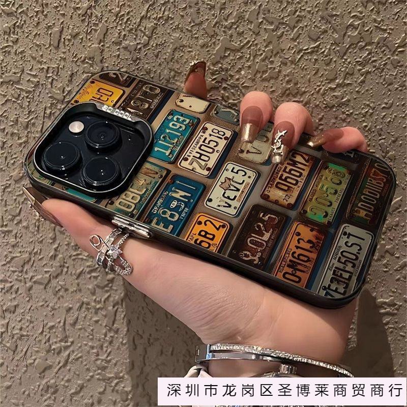 Retro License Plate Suitable for Apple 16Promax Mobile Phone Case 15Pro Classy 14 Cute 13 Simple 1211 New X