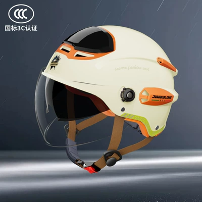 Motorcycle Electric Vehicle Helmet, Summer: Motosiklet kaskı (dəbilqə) - beige-double-mirror-top-ventilation-one-size-fits-all54-62cm