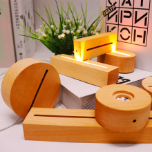 工厂直销实木底座led小夜灯触控七彩发光底座 创意榉木长方形灯饰