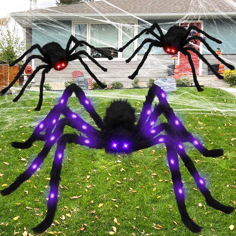 Cross-Border New Product Halloween Luminous Spider Web Triangular Net Fan-Shaped Net Luminous Spider Electric Plush Big Spider Cross-Border New Product Halloween Luminous Spider Web Triangular Net Fan-Shaped Net Luminous Spider Electric Plush Big Spider