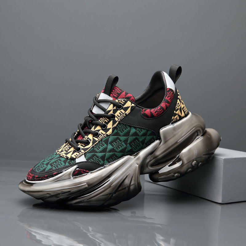 New thick-soled rubber-soaked dad shoes ins fashion 2025 spring all-match color-matching casual shoes sneaker height-increasing shoes for men