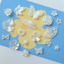 ABS仿珍珠花瓣透明珍珠配饰带孔小六瓣花DIY发夹耳环美甲材料配件