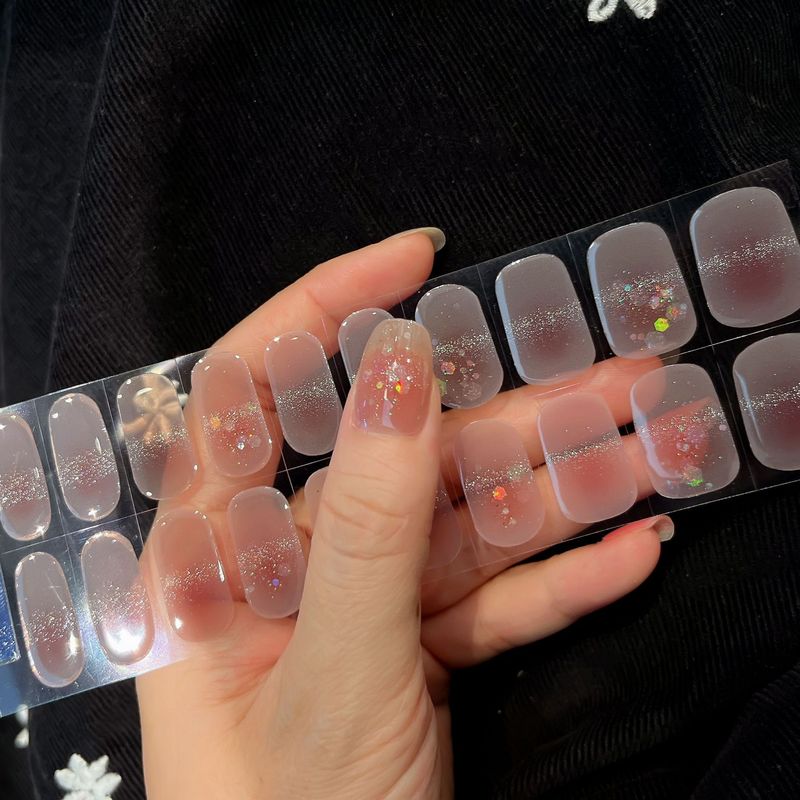 20指半固化甲贴工厂批发半固化凝胶uv半烤美甲贴指甲贴纸照灯变硬|undefined