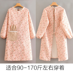 批發公主帆布長袖罩衣廚房家用防水防油圍裙奶茶店工作服罩衣秋冬