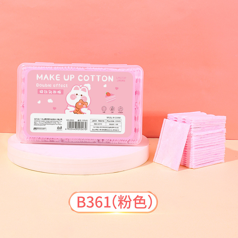 LMLTOP sándwich de algodón cosmético 100 piezas en caja de doble cara engrosada de limpieza de algodón cosmético piezas de algodón al por mayor B365