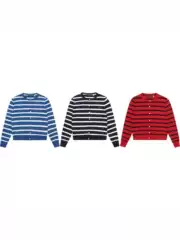 RL Ralph Lauren Polo Pony Embroidered Vintage Striped Color-Block Knit Cardigan Unisex Sweater