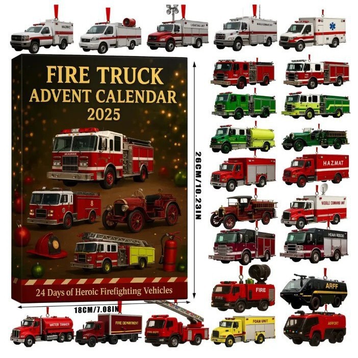 独立站新品FIRE TRUCK ADVENT CALENDAR 2025消防车降临节日历|undefined