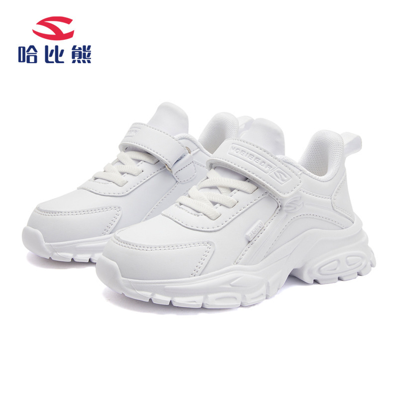 Habi bear 23Y spring leather White shoes boys sneakers girls casual shoes children's shoes manufacturers a generation of hair