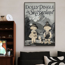 1922年复刻版古董洋娃娃vintage复古可爱萝莉挂画卧室装饰画